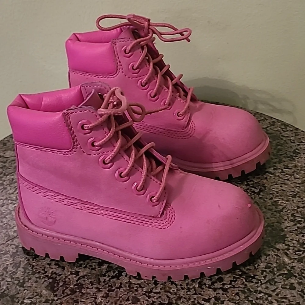 Timberland Pink Nubuck Leather Boots Toddler Girls 10 Waterproof Winter Casual